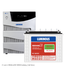 Luminous Combo - Home UPS 5.2 KVA Cruze+ & Battery 150 Ah RC18000



















