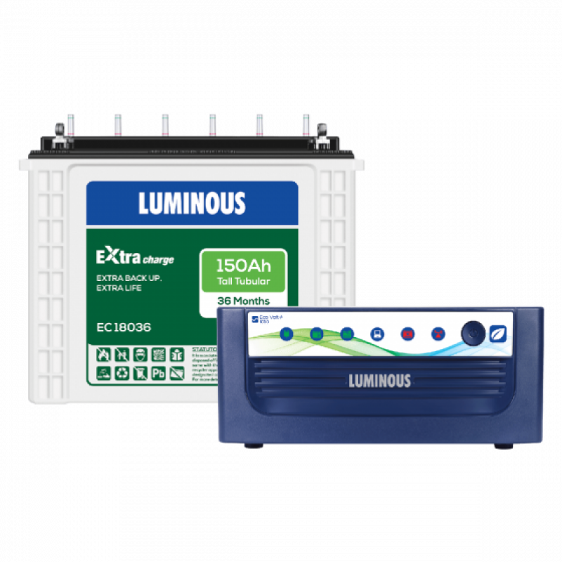 Luminous Combo - Home UPS 900VA Eco Volt 1050 & Battery 150 Ah EC 18036














