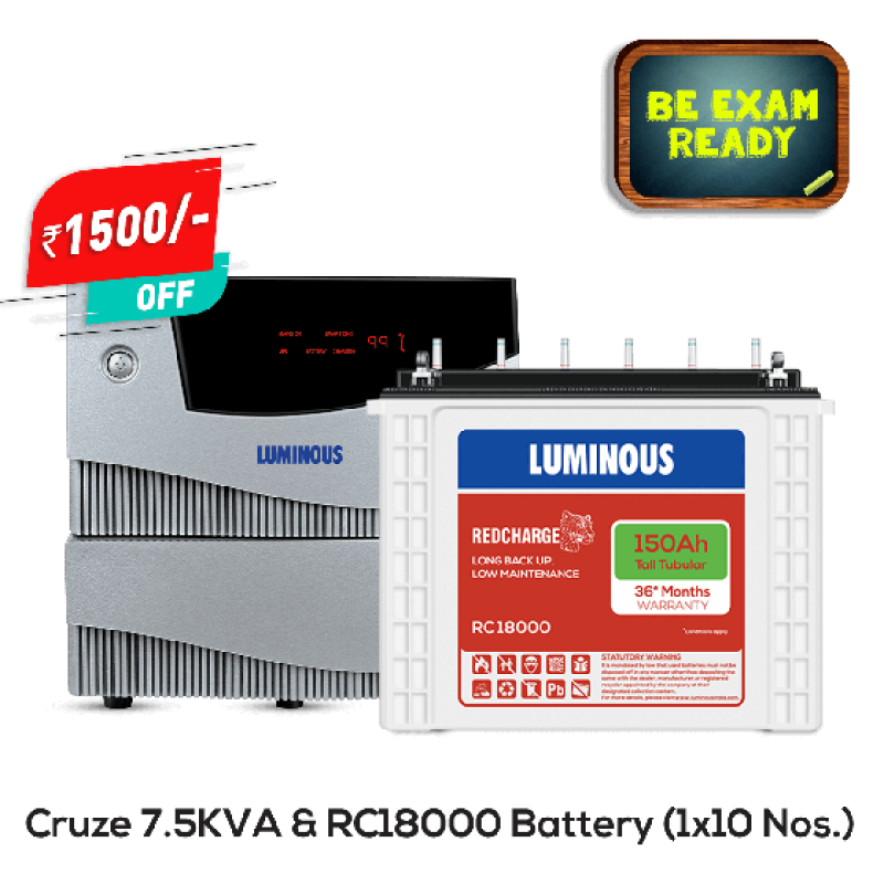 Luminous Combo - Home UPS 7.5 KVA Cruze+ & Battery 150 Ah RC18000














